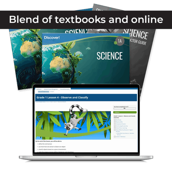 DiscoverBlended_ProductImage_07-23_Science_Grade1_withRibbon Discover! Science 1st Grade Blended Set