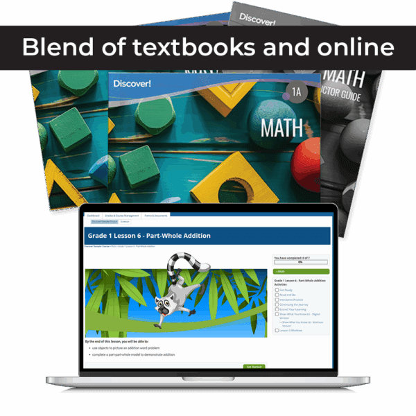 DiscoverBlended_ProductImage_2025_Math_Grade1_withRibbon Discover! Math 1st Grade Blended Set