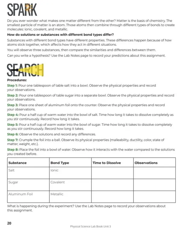 PS Lab 2 Discover! MS Physical Science Set