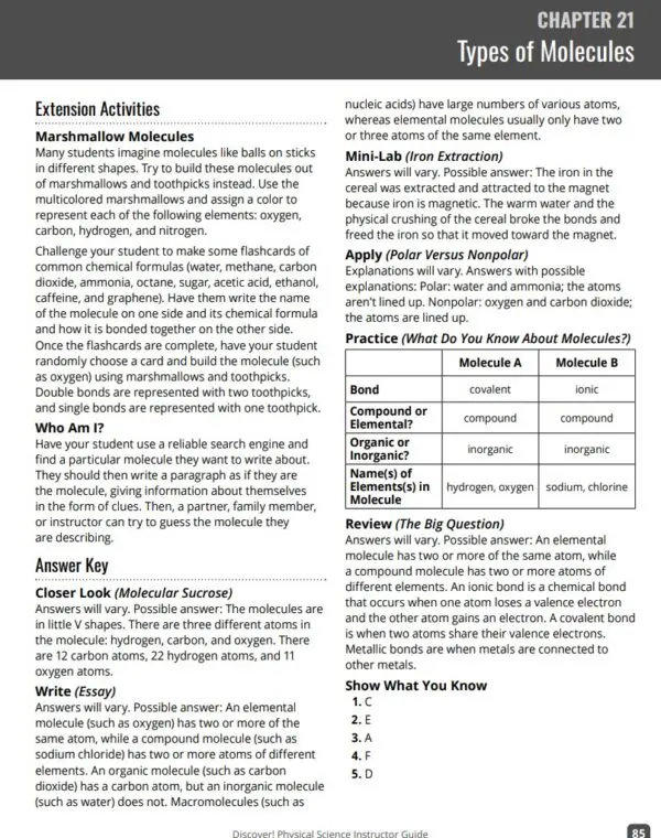ps instr 2 Discover! MS Physical Science Set